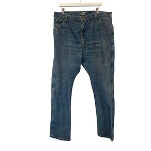 Wrangler Performance Men 47 Regular Fit Advanced Comfort Blue Jeans 42x34 STAIN